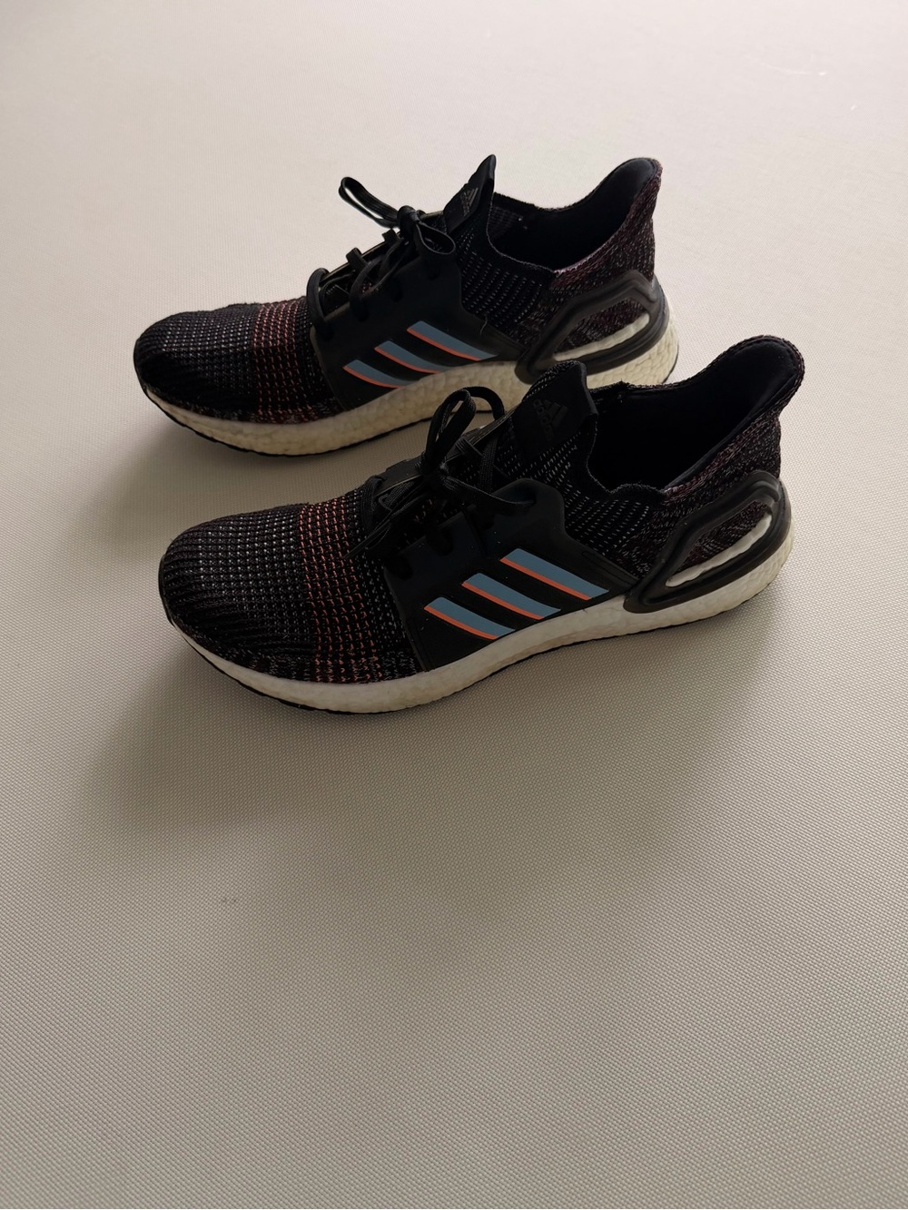 adidas Black Sneakers with Blue and Orange Stripe Accents
